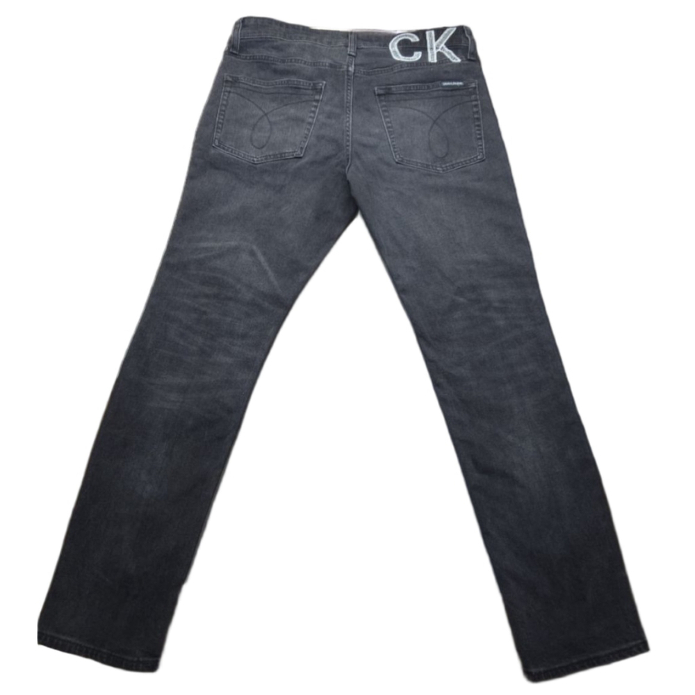 Calvin Klein Jeans Mens Slim Fit Distressed Black Denim 32x30 Ripped Dark Wash - Picture 5 of 16